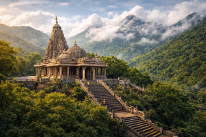 ગીરના જંગલો વચ્ચે આવેલું તુલસીશ્યામ મંદિરનો સુંદર નજારો