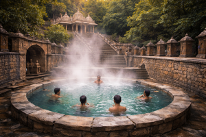  તુલસીશ્યામના ગરમ પાણીના પવિત્ર કુંડ અને વરાળ