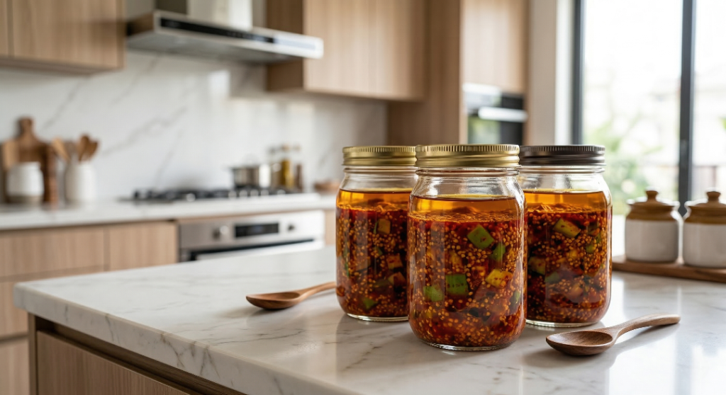Perfectly stored jars following NRI Athanu Recipe