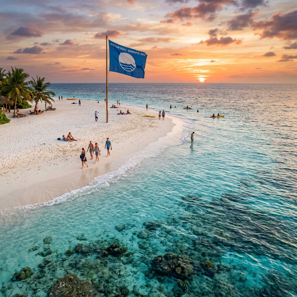 Crystal clear water of Shivrajpur Beach